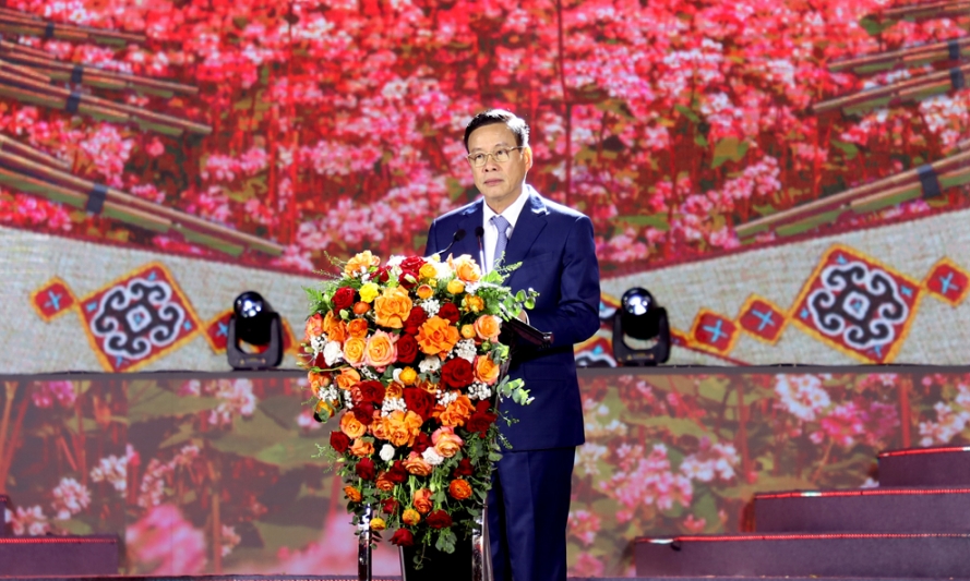 Chủ tịch UBND tỉnh Hà Giang Nguyễn Văn Sơn phát biểu tại Lễ Khai mạc